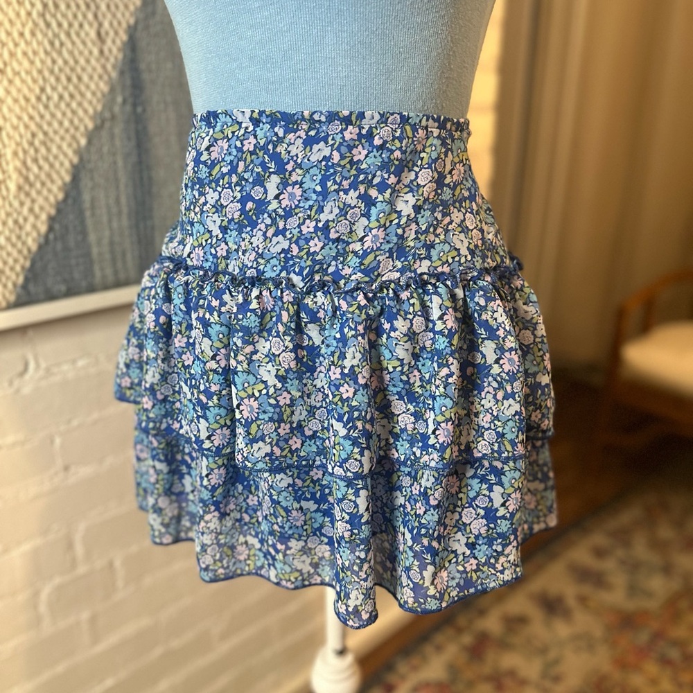 Wild Fable Blue Floral Ruffle Tiered Skirt - Picture 5 of 10